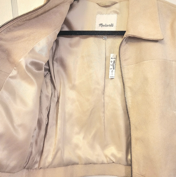 Madewell Shrunken Zip-Front Jacket in Suede size 0 in Light Sand color - Picture 10 of 14